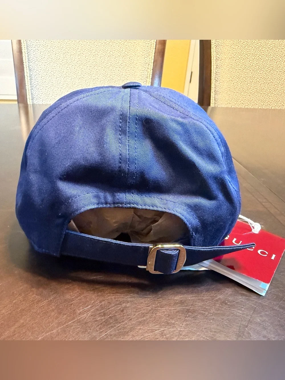 New Authentic Gucci Logo Baseball Hat Navy Size L